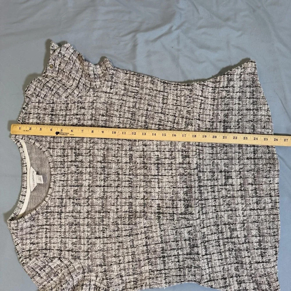 Liz Claiborne Women's Short Sleeve Scoop Neckline Tweed Fabric Top Size XL